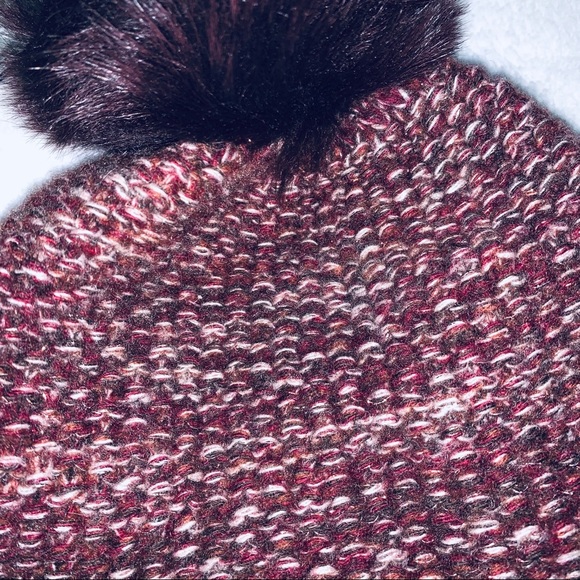 UGG Maroon Tri Pom Beanie main image 3